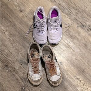 BUNDEL Nike Kids Sneakers White with Dark Green Swoosh